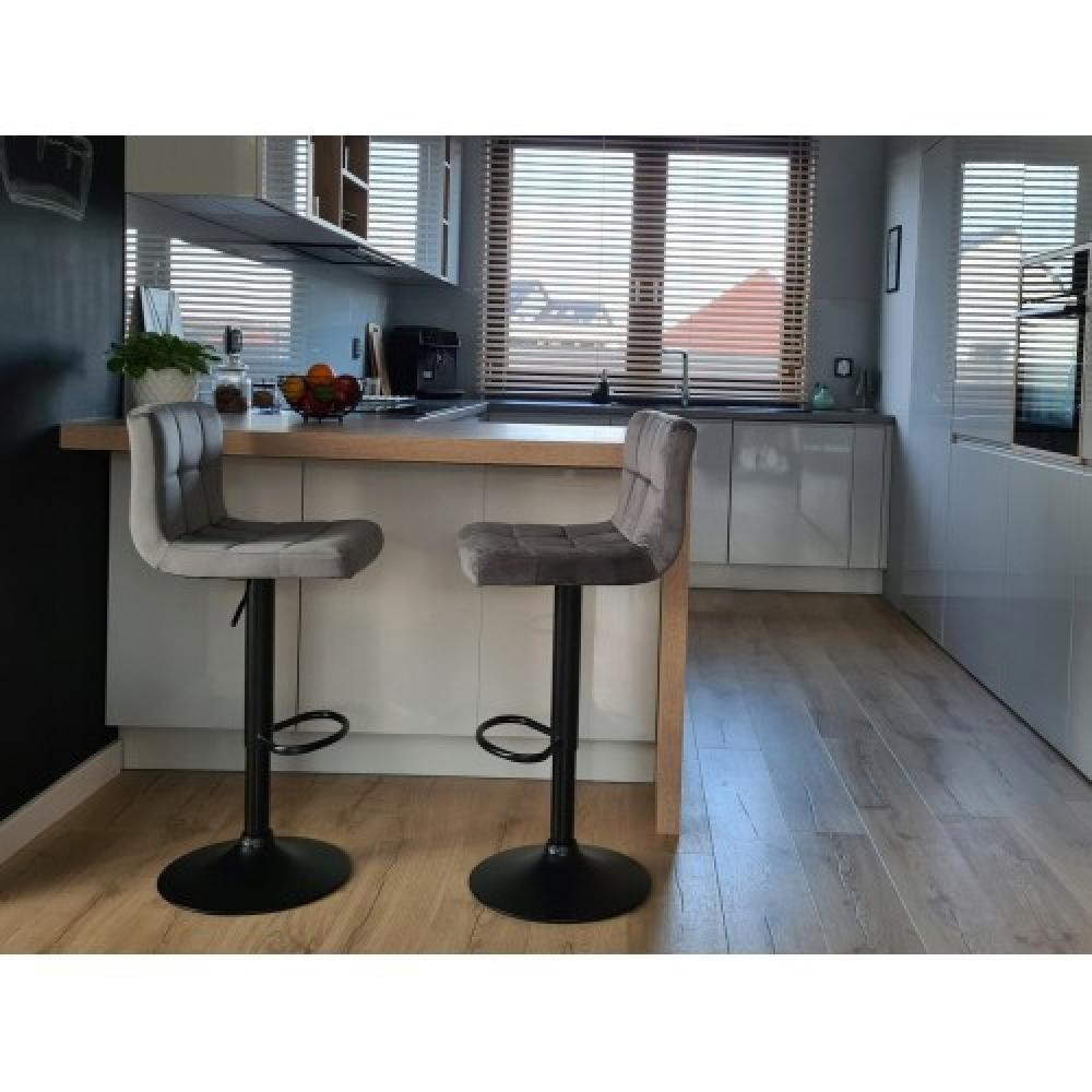 Барный стул BONRO B-0106 велюр регулируемый стульчик кресло для кухни, барной стойки Серый Киев - изображение 4