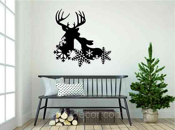 Декоративное настенное Панно «Олень», Декор на стену 90*90 см, Черный Киев