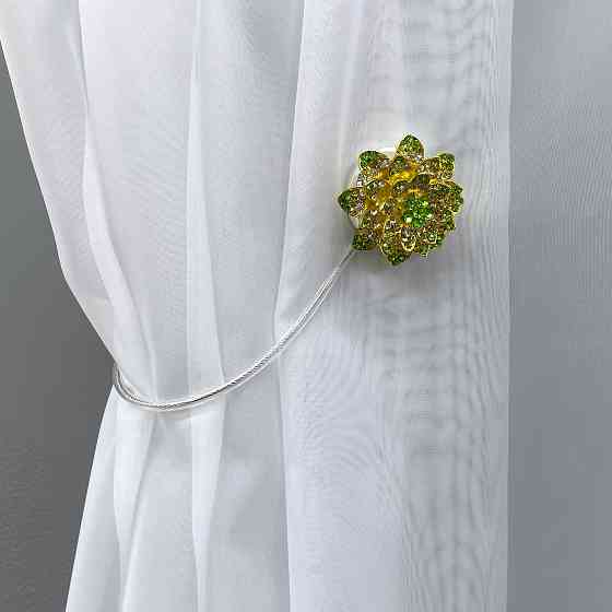 Магніти для штор та гардин "Flowers" набір 2 шт Салатовий з золотистим (81-206) Київ