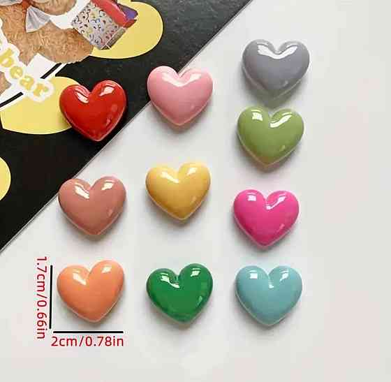 Магниты на холодильник Сердце – набор 10 штук, декоративные Киев