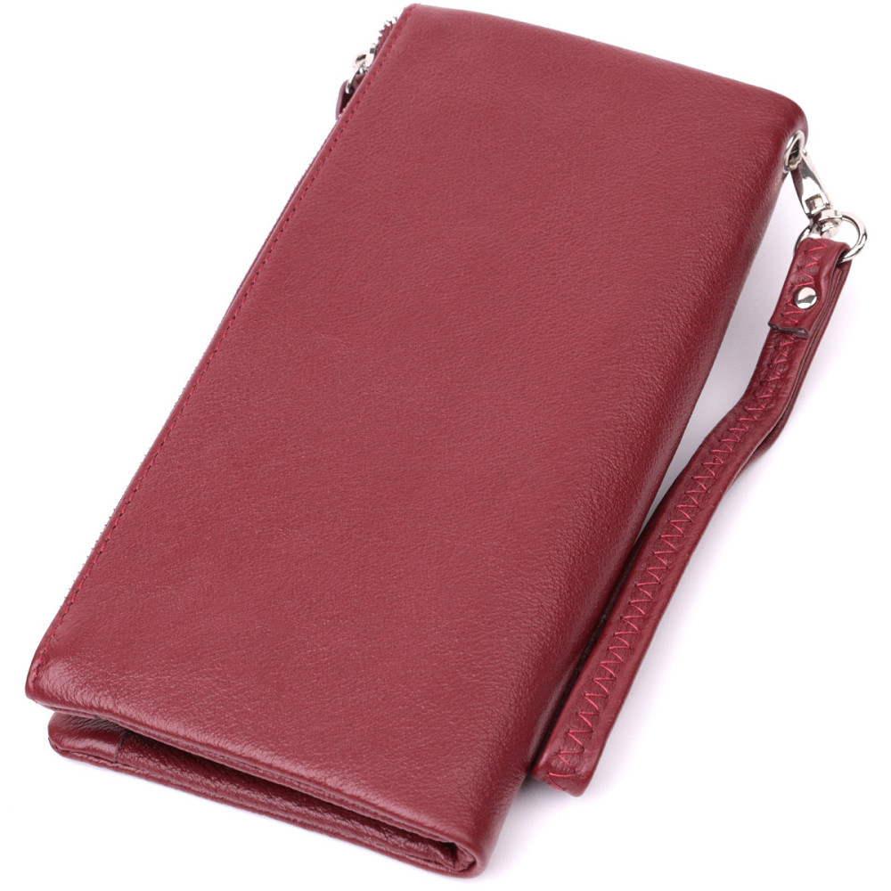 Добротний жіночий гаманець-клатч із двома блискавками з натуральної шкіри ST Leather 22528 Бордовий Київ - фото 9