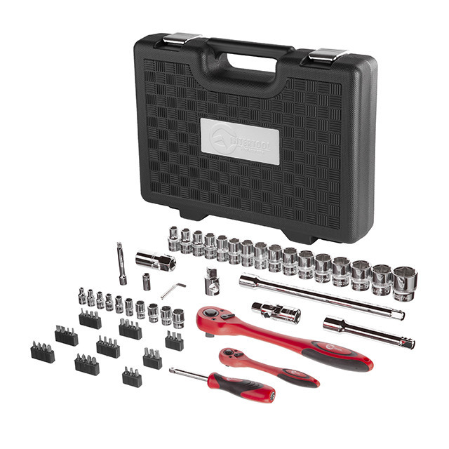 Набір інструментів, проф., 1/2" + 1/4", Cr-V, 72 од., головки: 4-27 мм, біти 33 од., кейс INTERTOOL ET-6072 Київ - фото 3