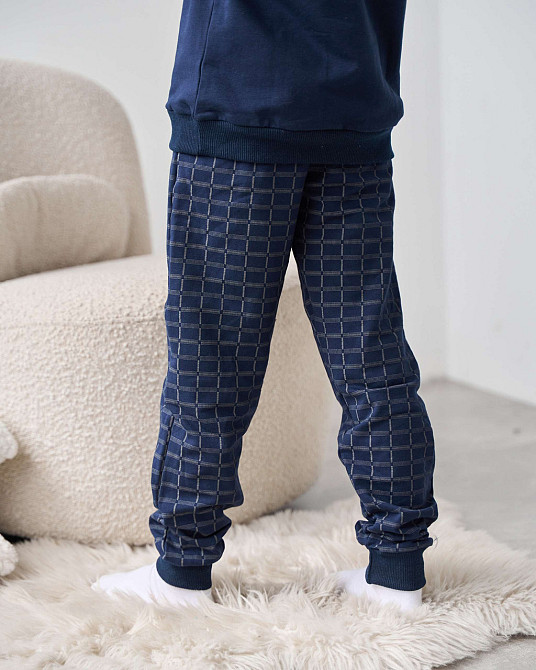 Теплая пижама на мальчика со штанами в клетку - Байка Tom John 89163 3-4 Киев - изображение 6