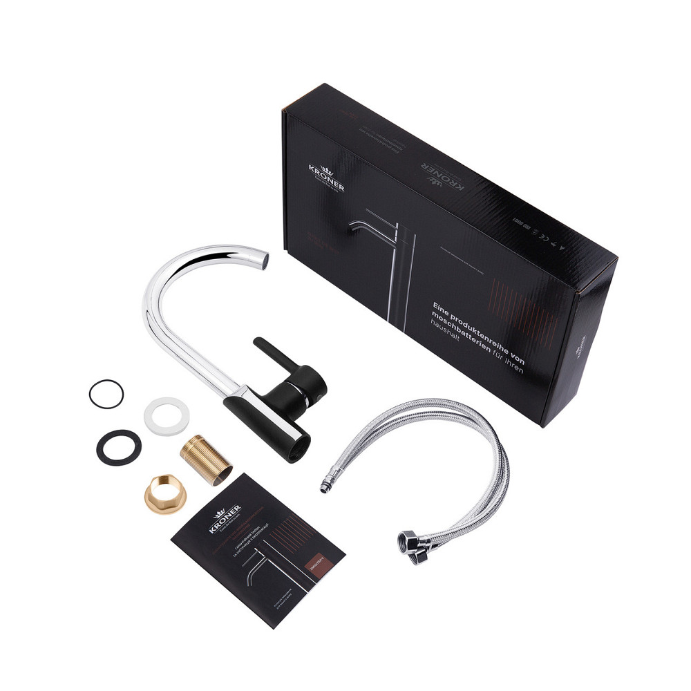 Змішувач для кухні Kroner KRP Essen - SCH030 хром/чорний Київ - фото 9