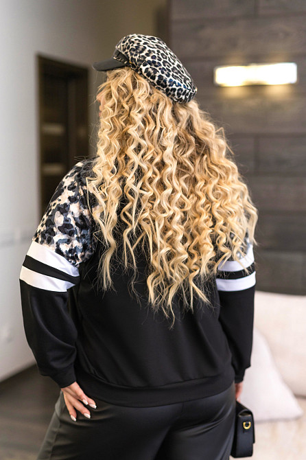 Жіночий світшот зі вставками "Artes" оптом | Батал 54-56, Чорний Київ - фото 4