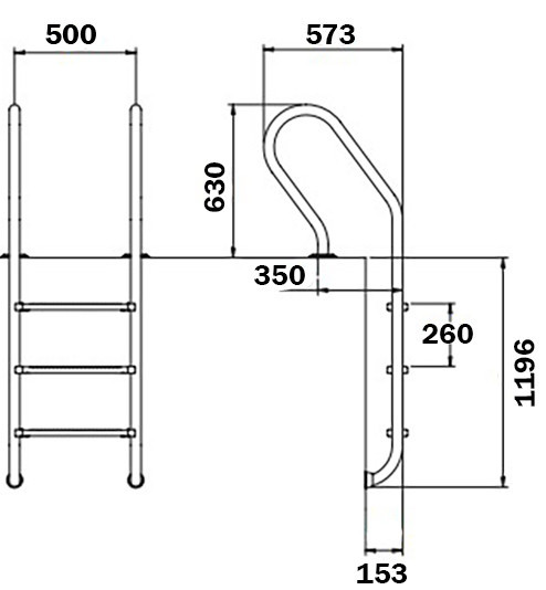 Сходи для басейнів Flexinox Parallel Mixta (4 сходинки). AISI-316L Київ - фото 4