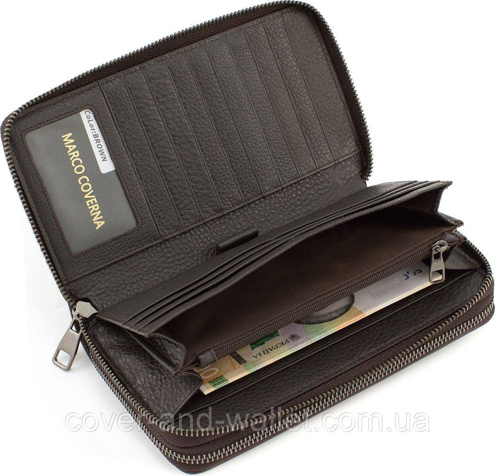 Мужская кожаная барсетка клатч на две молнии Marco Coverna 5902C Brown Киев - изображение 6