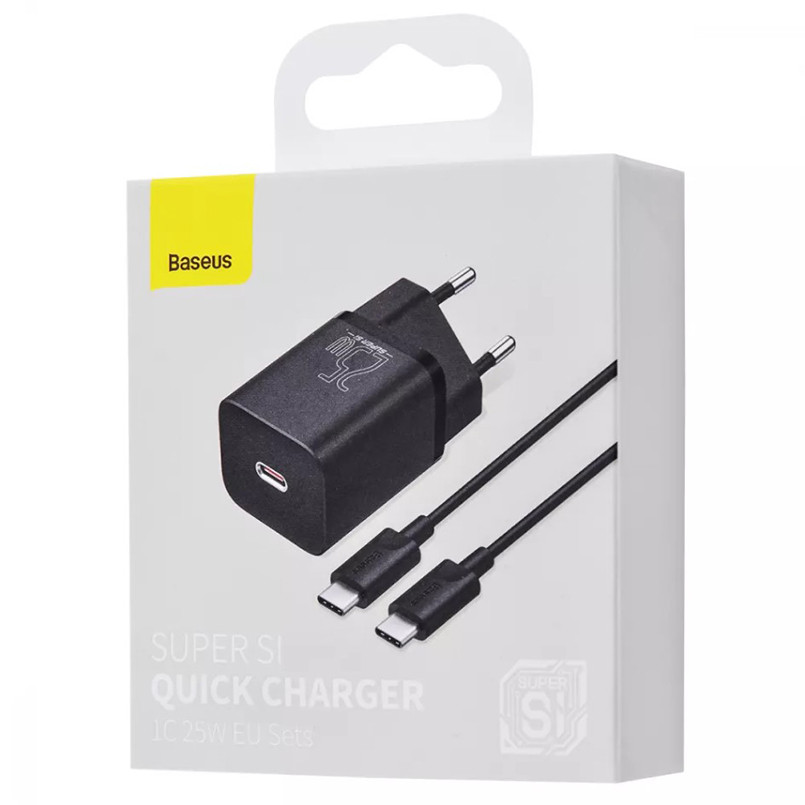 Сетевое зарядное устройство Baseus Super Silicone PD Charger 25W Cable Type-C to Type-C 3A (1m) черный Львов - изображение 7