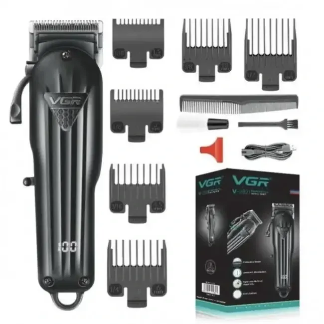 Акумуляторна Машинка для стрижки волосся VGR V-282 6900 об/хв, 6 насадок, LED-дисплей, IPX4 Одеса - фото 3