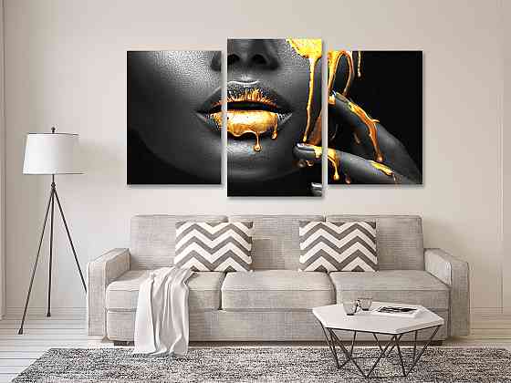 Модульная картина в гостиную / спальню Дівчина в золоті  Art-694_3 100x150 см Киев