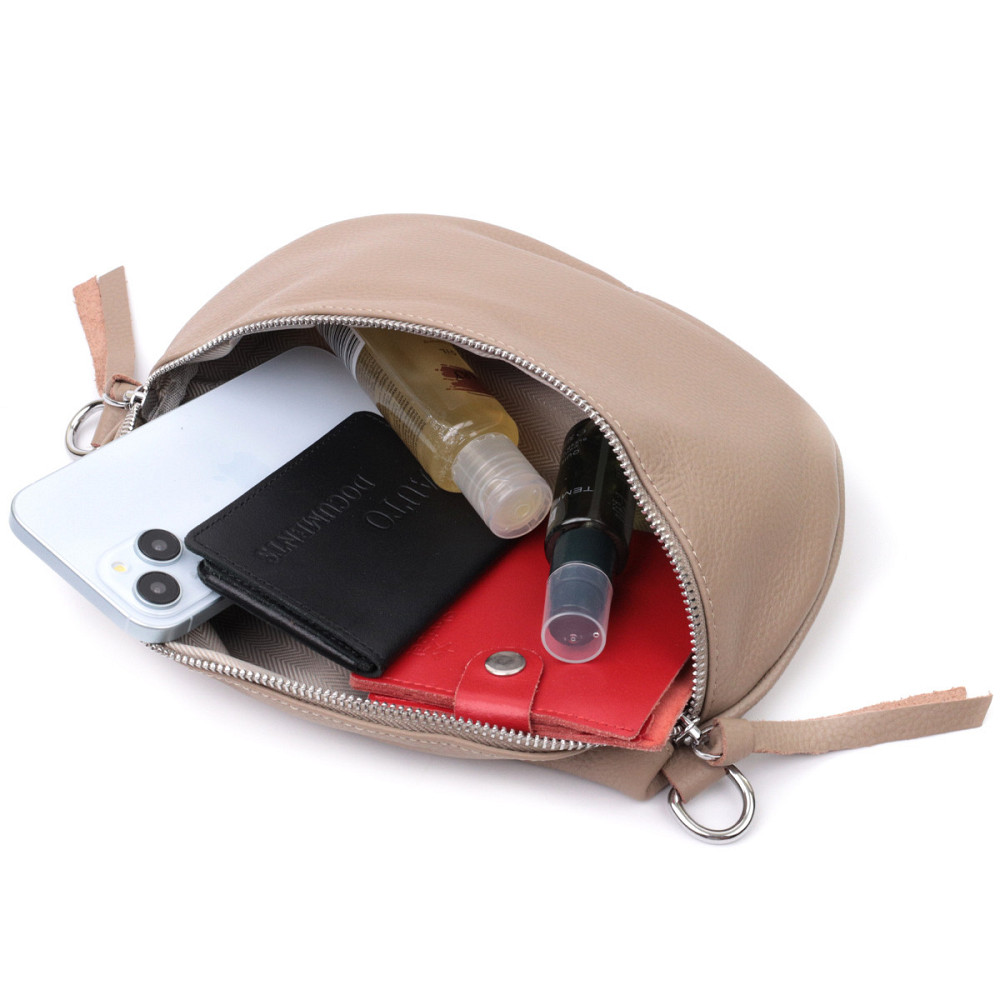 Кожаная женская сумка через плечо с мини кошельком Vintage 22663 Бежевая Киев - изображение 10