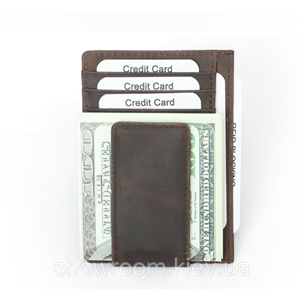 Мужской кожаный зажим для денег Wild Leather (2124) brown Киев - изображение 4