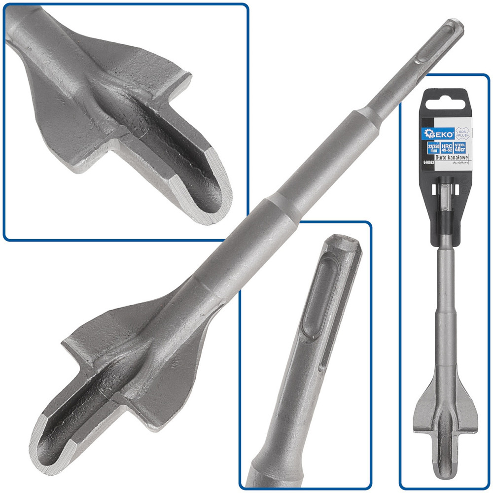 Зубило SDS-plus "GEKO" для штроб (канавок) 22х250х14мм з обмекжувальним хвостовиком Київ - фото 1