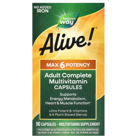 Мультивітаміни без заліза Nature's Way Alive! Adult Complete Multivitamin 90 капсул Київ