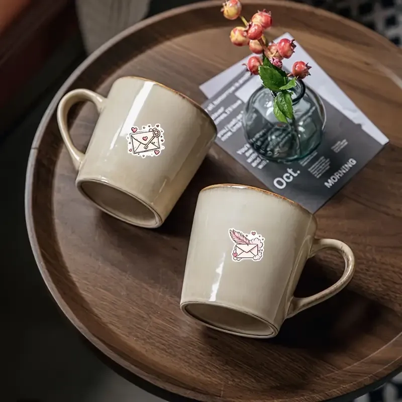 Набор стикеров конверты с сердечками 55 шт – романтические наклейки Love, водостойкие виниловые Киев - изображение 5