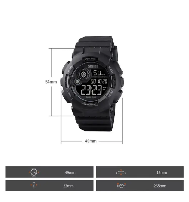 Мужские наручные спортивные часы Skmei 1583 (Черный с черным) Винница - изображение 8