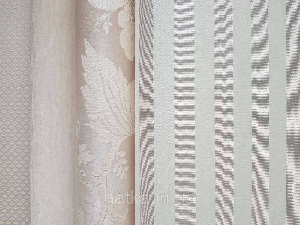 Шпалери вінілові на флізеліні Rasch TrianonXlll 0.53х10 класика структурні смуги кремові зі сріблом на білому Київ - фото 3