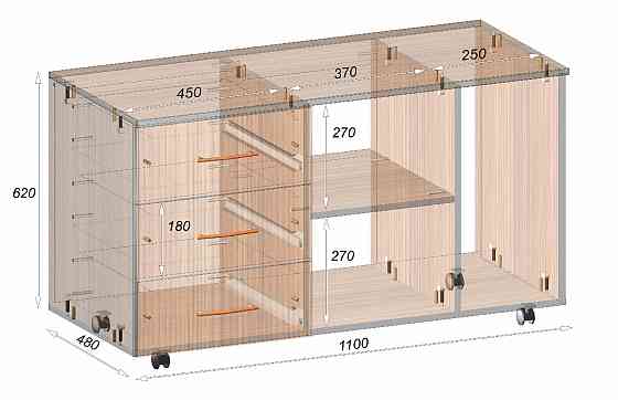Тумба офисная ТМО-3, Дуб Сонома, 1100/480/620 Львов