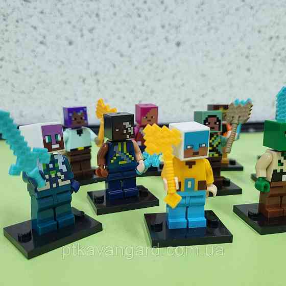 Набір фігурок Майнкрафт 12 шт підставками + зброя 2912-1 Хмельницький