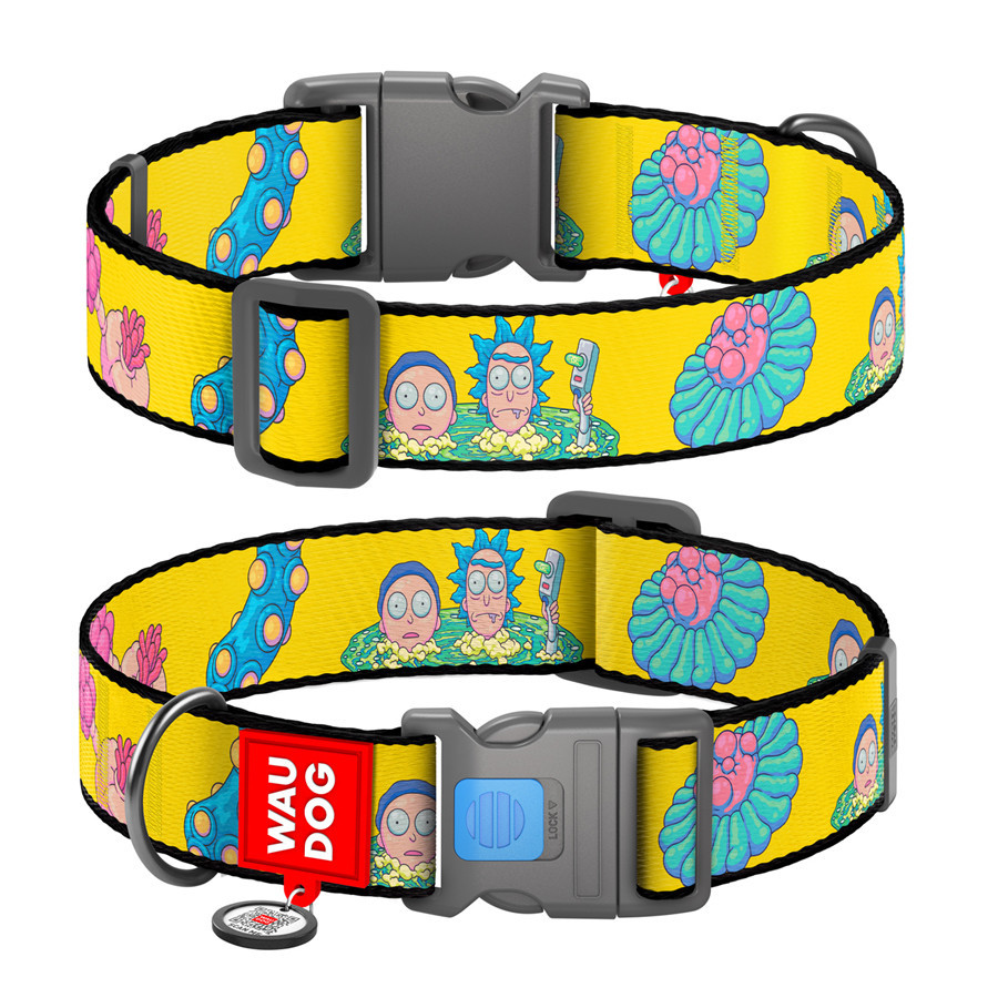 Нашийник для собак нейлоновий WAUDOG Nylon з QR-паспортом, малюнок "Рік і Морті 1", пластиковий фастекс, XXL, Ш Вінниця - фото 1