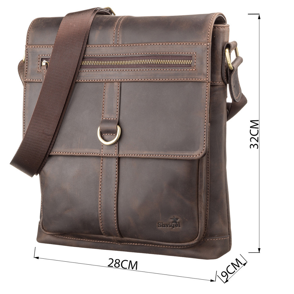 Сумка чоловіча SHVIGEL 11113 шкіряна Коричнева Київ - фото 3