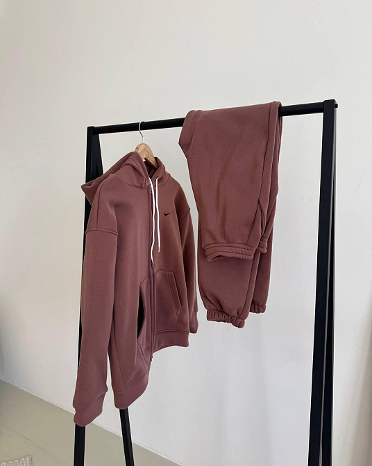 Жіночий повсякденний теплий костюм із тринитки на флісі Шоколад, 42/46 Одеса - фото 3