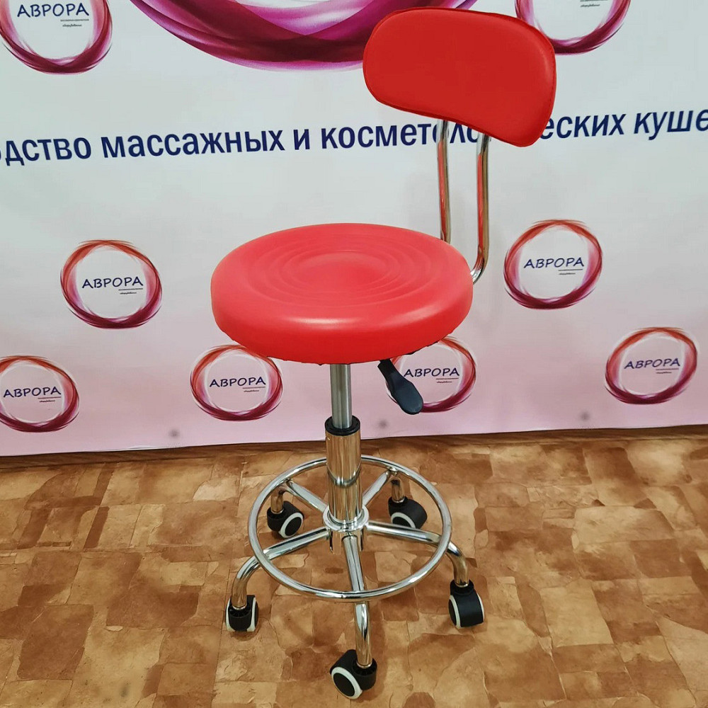 Стілець майстра косметолога круглий на коліщатках зі спинкою для салону краси Київ - фото 1
