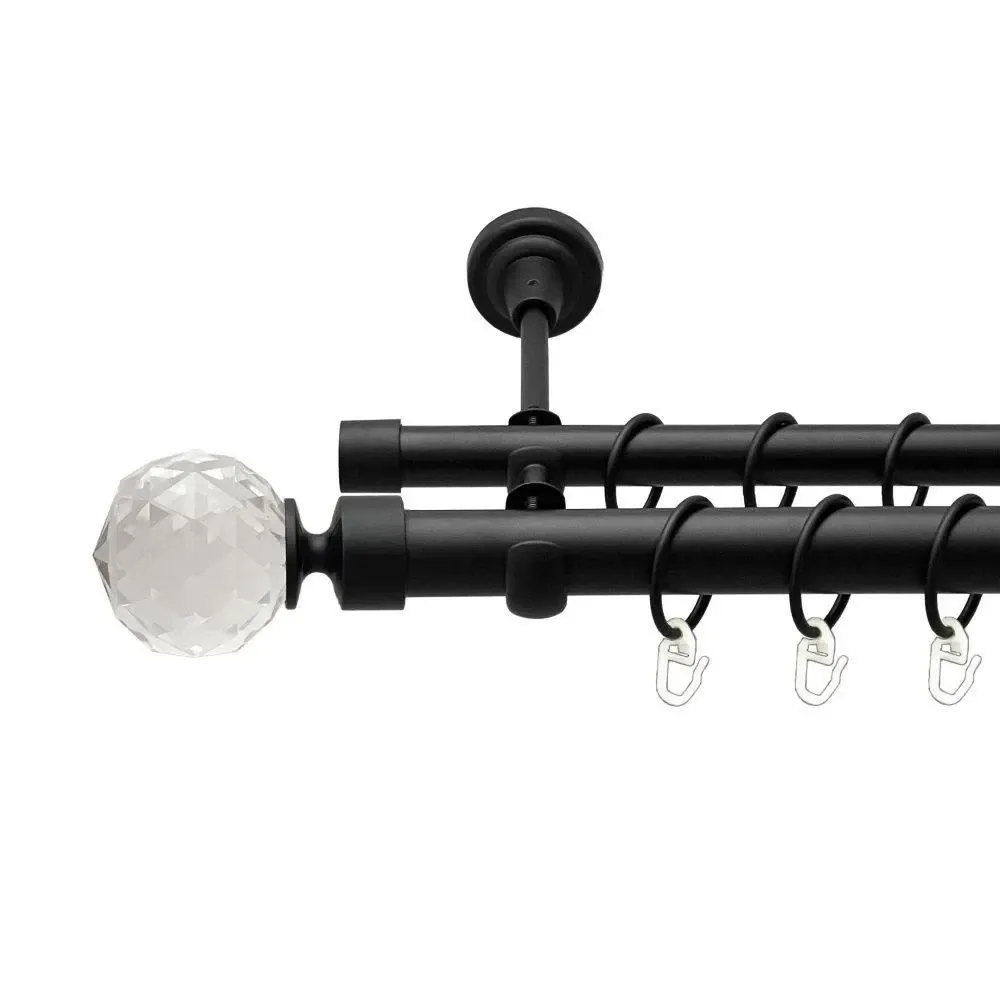 Карниз Orvit Люміера металевий дворядний відкритий гладка труба кільце металеве Чорний Оксамит 25\19 мм 300 см Львов - изображение 1