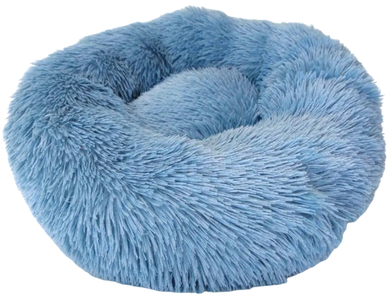 Круглий плюшевий лежак для котів і собак Happy Peppy Fluffy (Хеппі Пеппі) 50 х 50 см., Синій Запоріжжя