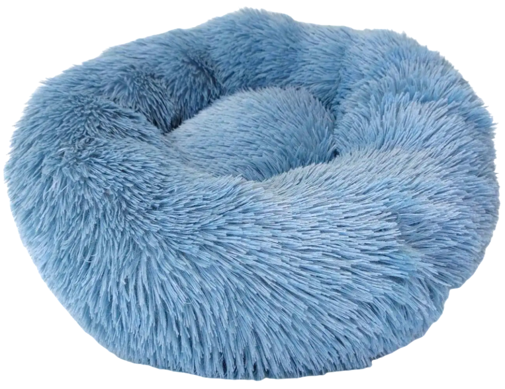 Круглий плюшевий лежак для котів і собак Happy Peppy Fluffy (Хеппі Пеппі) 50 х 50 см., Синій Запоріжжя - фото 1