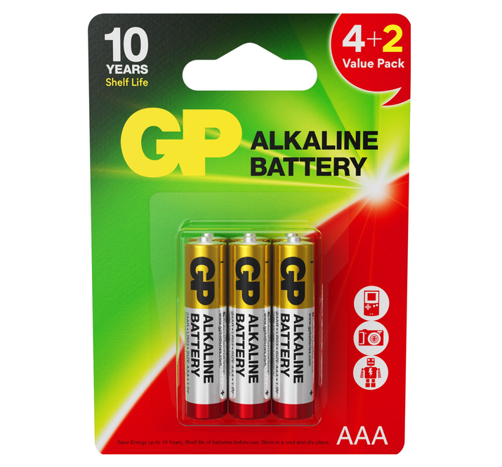 Батарейка мініпальчик AAA GP Alkaline 1.5V, LR03 лужна 6 шт. бл Рівне - фото 1