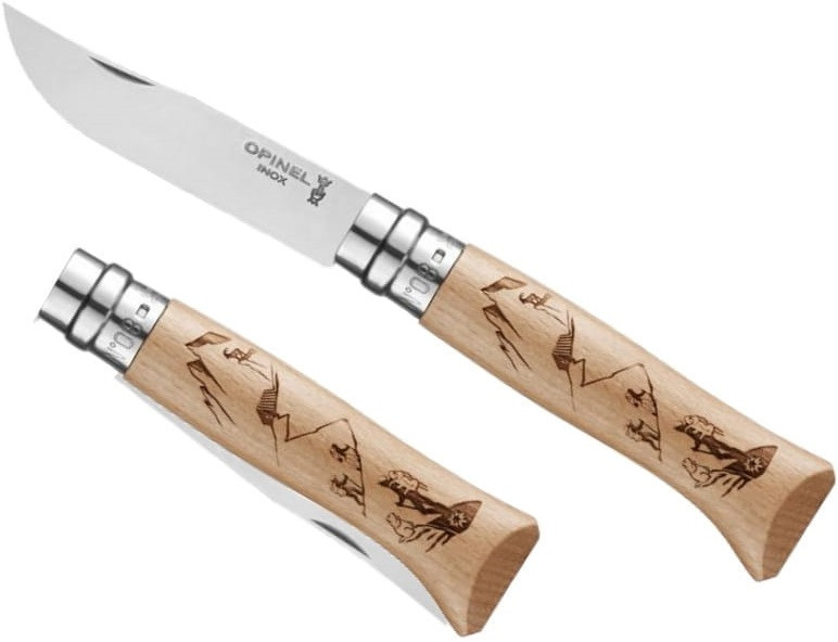 Кухонний Ніж універсальний Opinel No.8 "Tradtion Engraved Hiking" (002186) Нержавіюча сталь Нововолинськ - фото 2