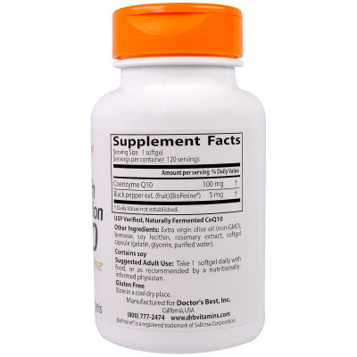 Антиоксидант Doctor&apos;s Best Коензим Q10 Високої абсорбацию 100мг, BioPerine, 120 желатин (DRB-00183) Вінниця - фото 2