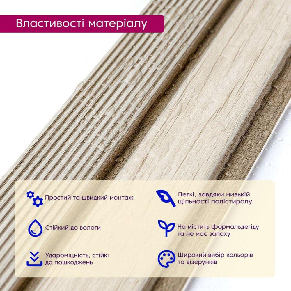 Рейка декоративная PS 2900х120х12мм Светлое дерево SW-00001750 Киев - изображение 3