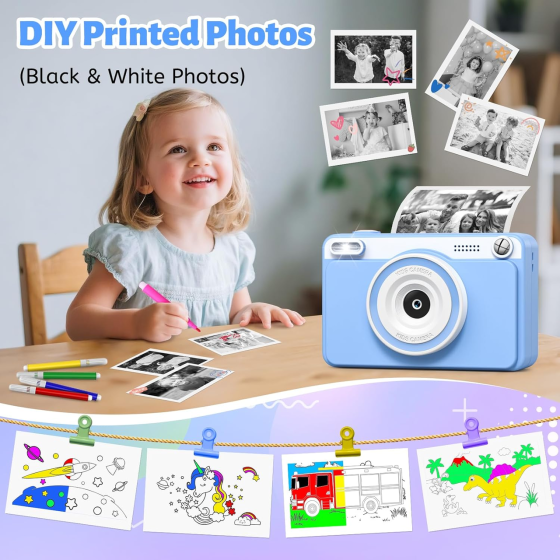 Дитячий цифровий фотоапарат миттєвого друку GREENKINDER H10 FullHD 1080P з картою 32 ГБ та 5 рулонами паперу Київ