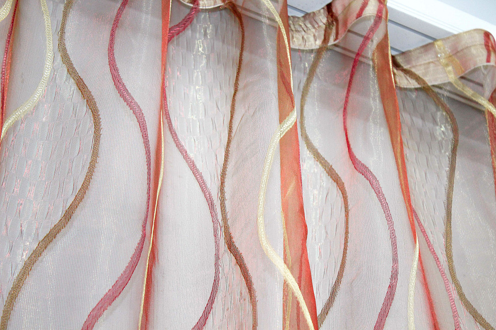 Тюль органза з нейлоновою вишивкою колір бордовий з золотистим 1351т Київ - фото 7