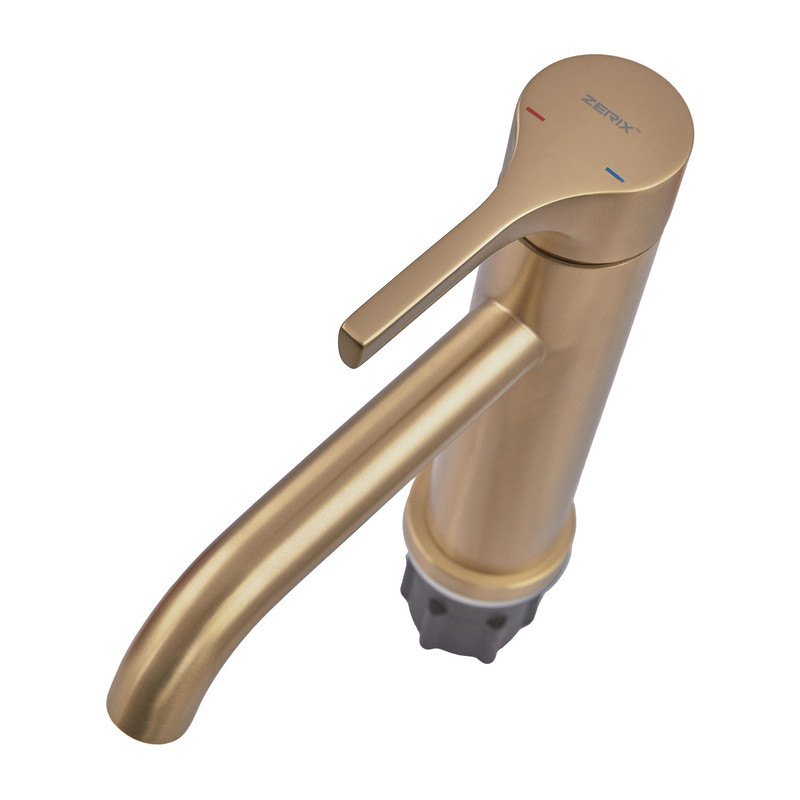 Змішувач для умивальника Zerix Rex-001-B Brushed Gold з нержавіючої сталі (Колір матове золото) (ZX6116)   ( 23581 ) Харьков - изображение 7