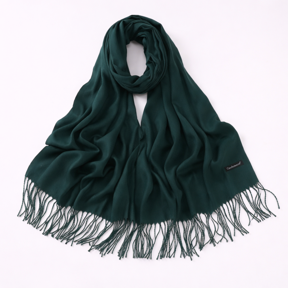 Женский шарф теплый классический с бахромой 170 на 65 см зеленый Киев - изображение 1