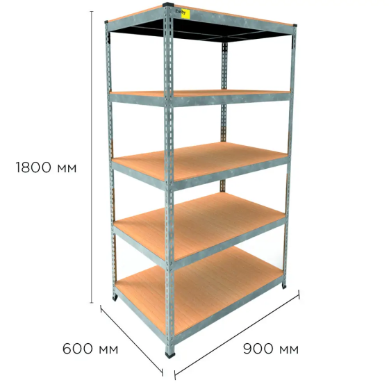 Металевий стелаж Emby Light Series (розмір 1800х900x600мм) 5 полиць ДСП до 100кг Оцинкований Київ