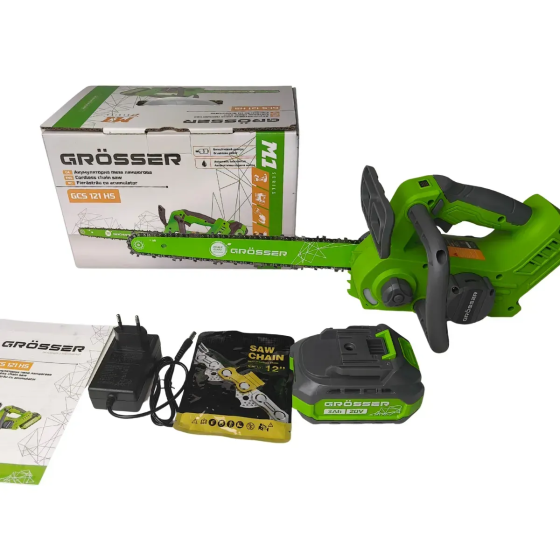 Професійна акумуляторна ланцюгова пила Grosser GCS 121HS : шина 30см (з АКБ 20V 3.0Ah і ЗП) G0220 Київ