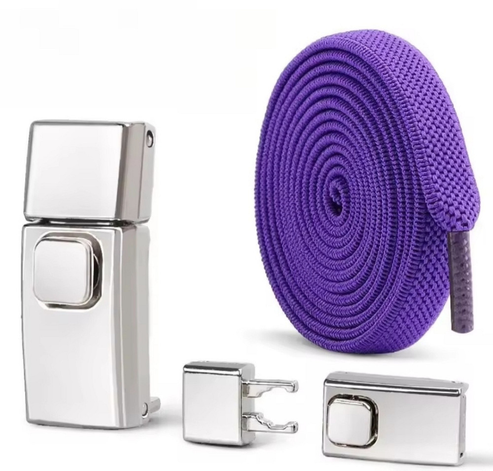 Еластичні шнурки без зав'язок з металевими застібками Фіолетовий Смела - изображение 1