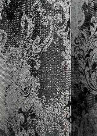 Шторна тканина "Льон Преміум" Туреччина колір чорний з сірим 1695ш Київ