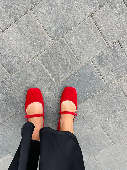 Балетки женские SEE SEVEN красные натуральная замша с квадратным носком размер 36-41 (1516) Коломыя - изображение 7