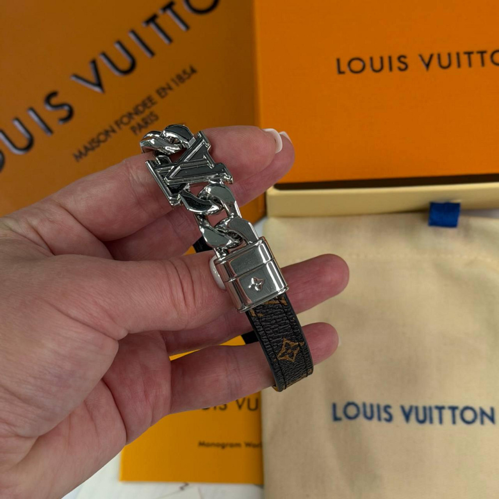 Мужской брендовый браслет на руку Lv (20201) коричневый Киев - изображение 8