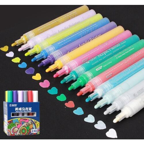 Акрилові маркери для малювання 24 шт для посуду, полотна, дерева, Набір кольорових маркерів по тканині, склу Кам'янець-Подільський - фото 9