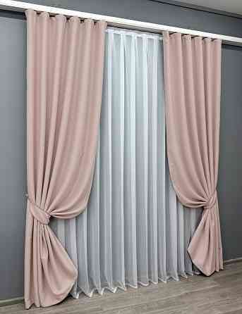 Комплект готовых штор VR-Textil Блэкаут двусторонний Eclipsе № 1793ш Пудровый 100х270 см 2 шт (31-835) Киев
