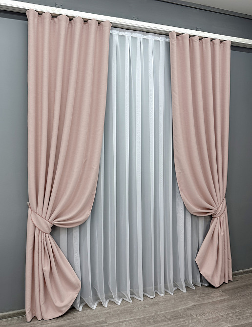 Комплект готовых штор VR-Textil Блэкаут двусторонний Eclipsе № 1793ш Пудровый 100х270 см 2 шт (31-835) Киев - изображение 3