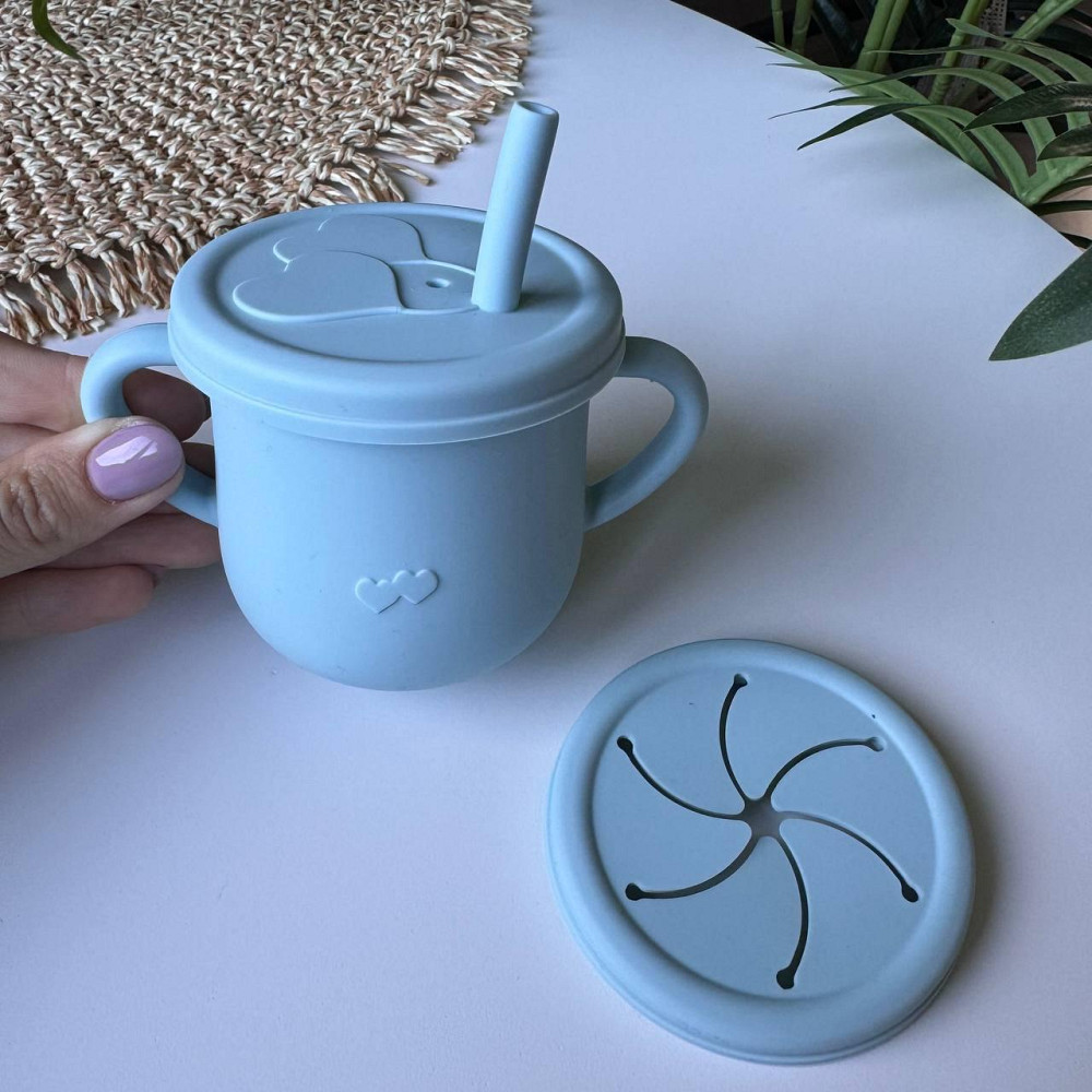 Набор детской силиконовой посуды для первого прикорма 9 предметов на присосках Голубой пакунок малюка Киев - изображение 8