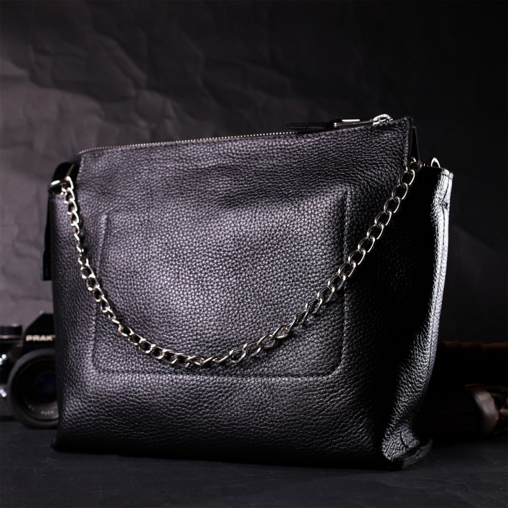 Якісна жіноча сумка з натуральної шкіри GRANDE PELLE 11655 Чорна Київ - фото 8