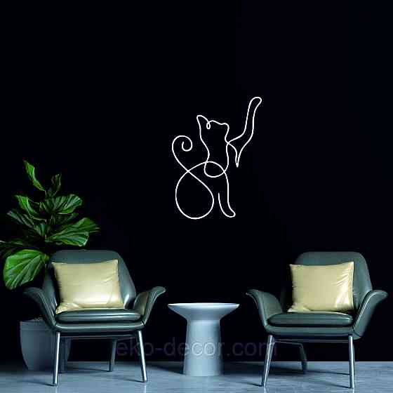 Декоративное настенное 3D Панно «Кот» Декор на стену с объемом 50*36 см, Белый Киев